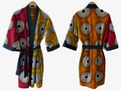 A photo showing the front and back of a kimono dressing gown I made.